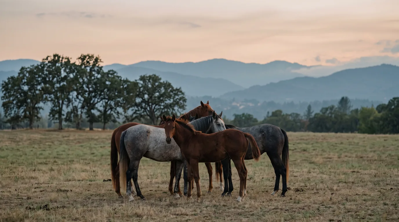Chevaux en liberté, Écuries des Moulins, Drôme